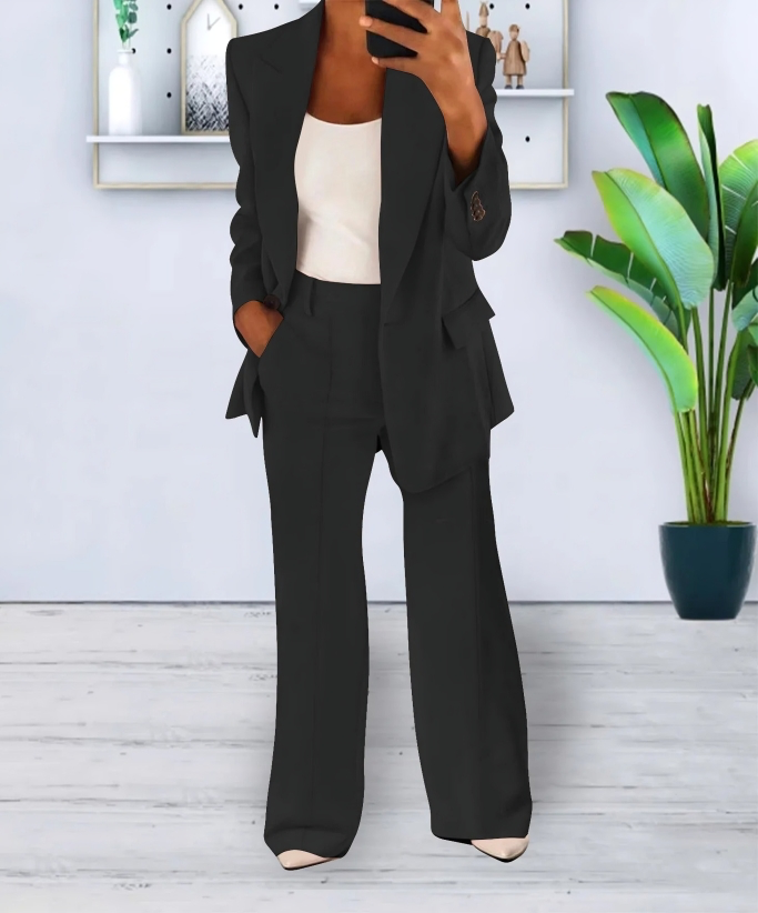 Blazer and Wide-Leg Trouser Set